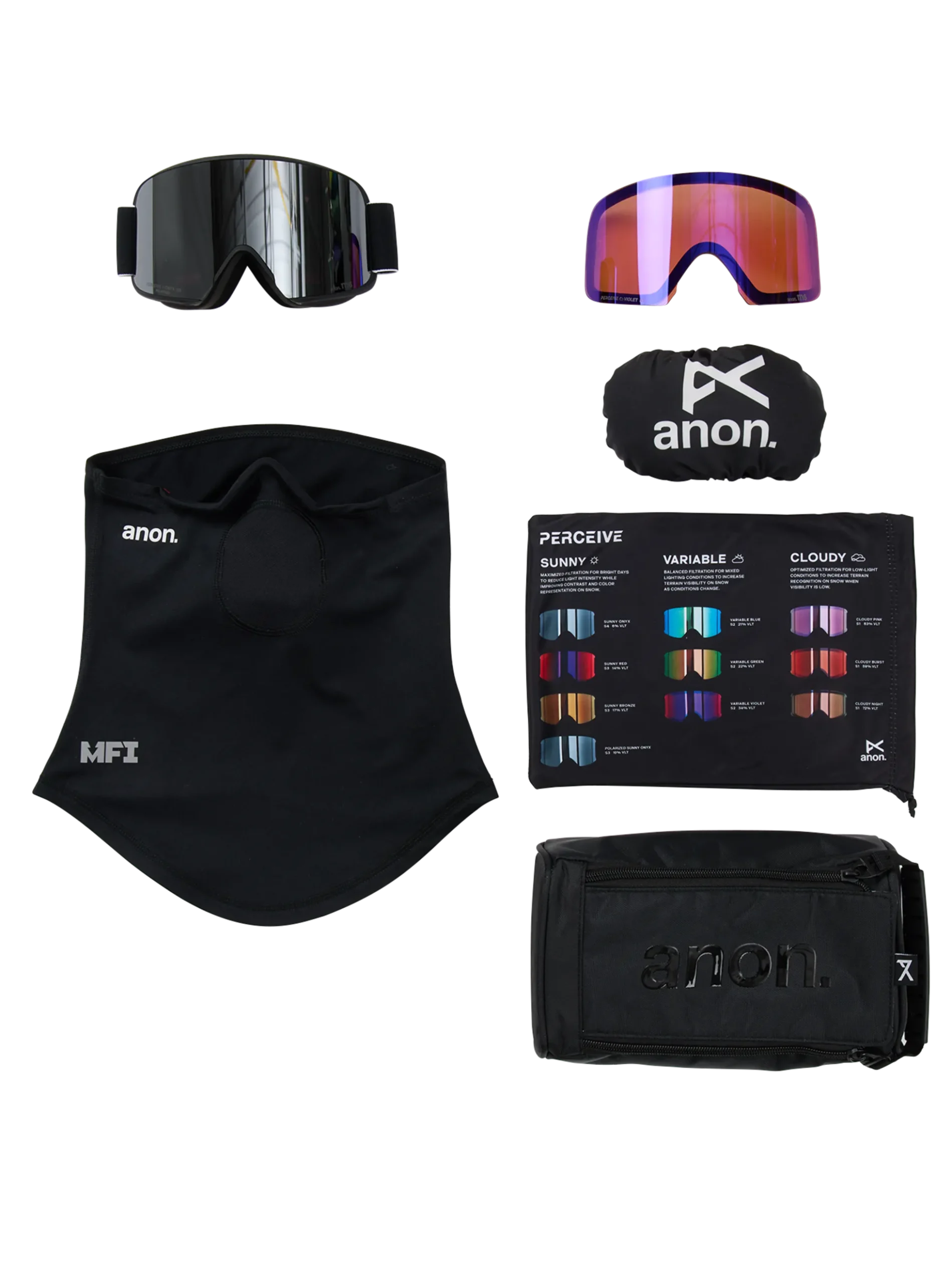Anon M6 Brille + polarisiertes Perceive Brillenglas + MFI® Face Mask