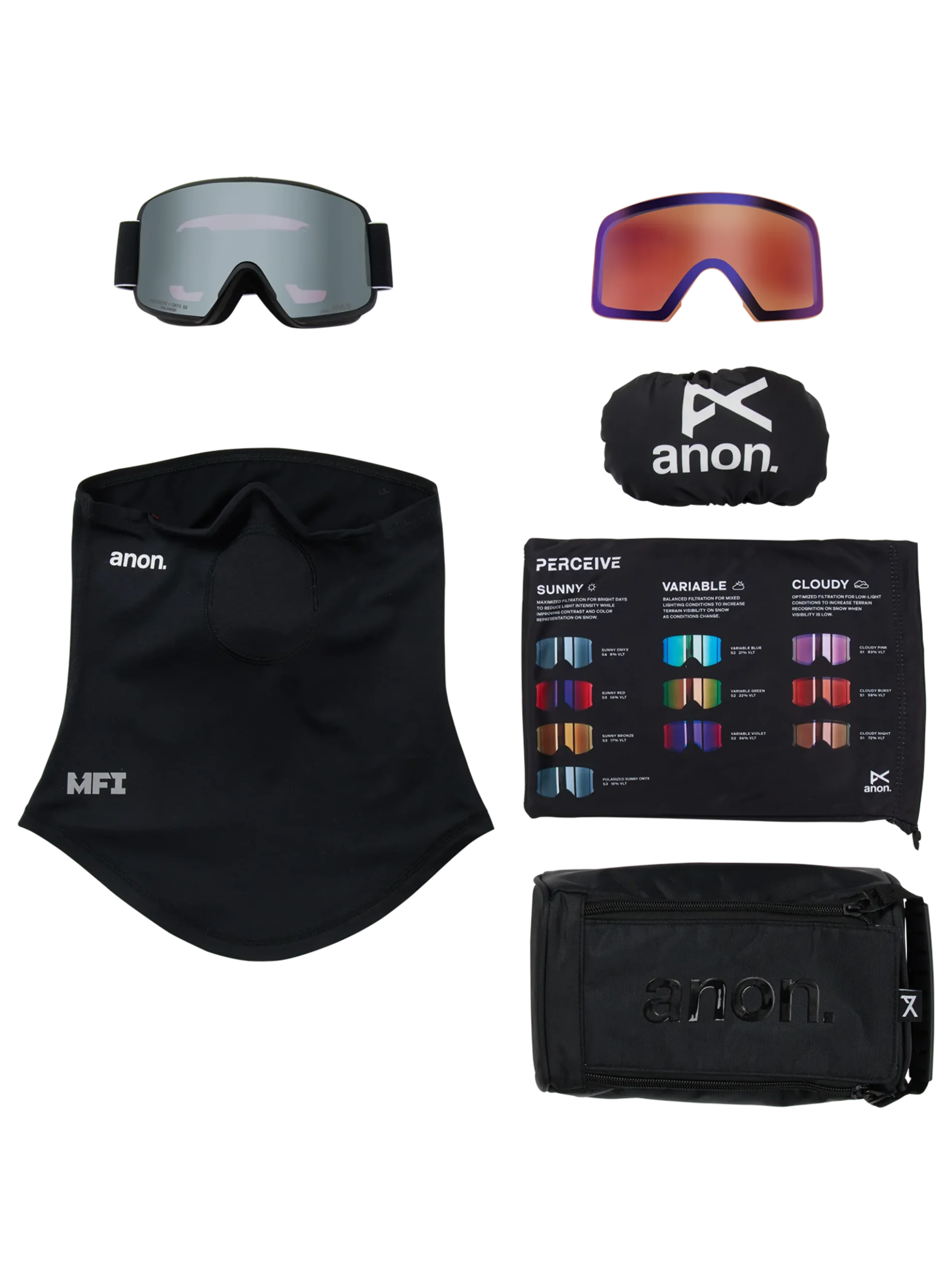 Anon M6S Brille + polarisiertes Perceive Brillenglas + MFI® Face Mask